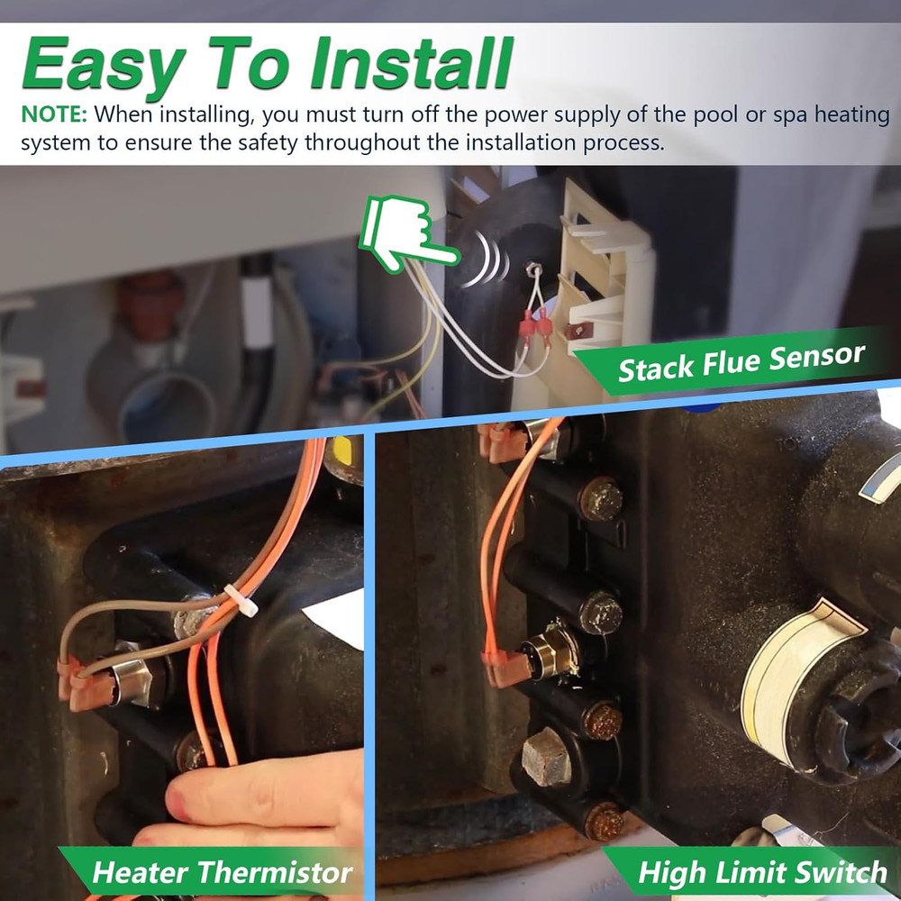 Pool Heater Repair Kit Includes Stack Flue Sensor & High Limit Switch & Heater T