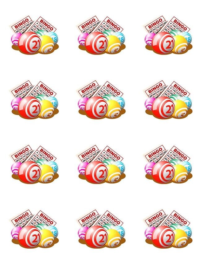 Bingo Edible Cupcake Topper  2" Round - 12 Per Sheet