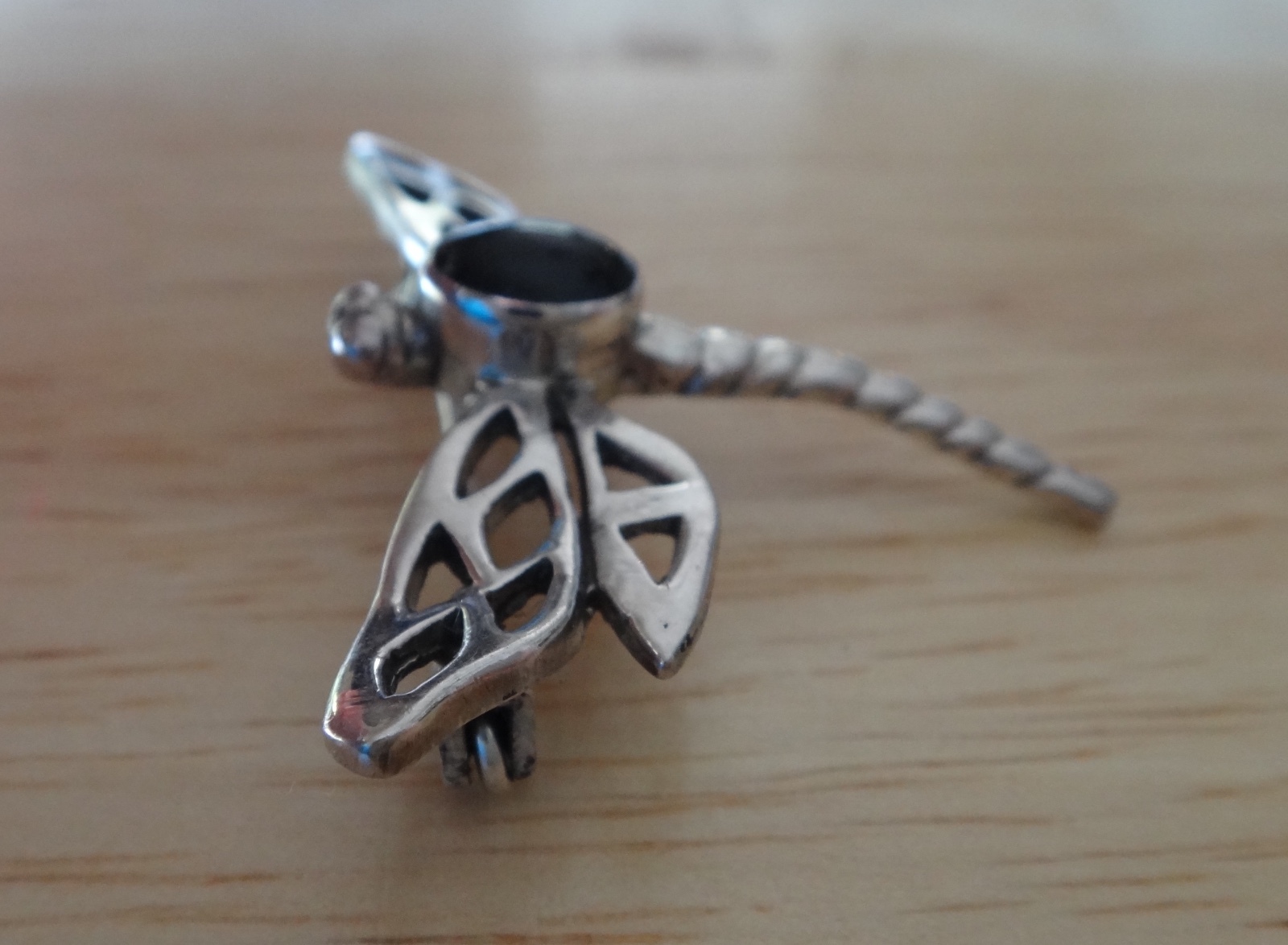 Sterling Silver 3D 40x30mm Large Dragonfly with Black Onyx Pin