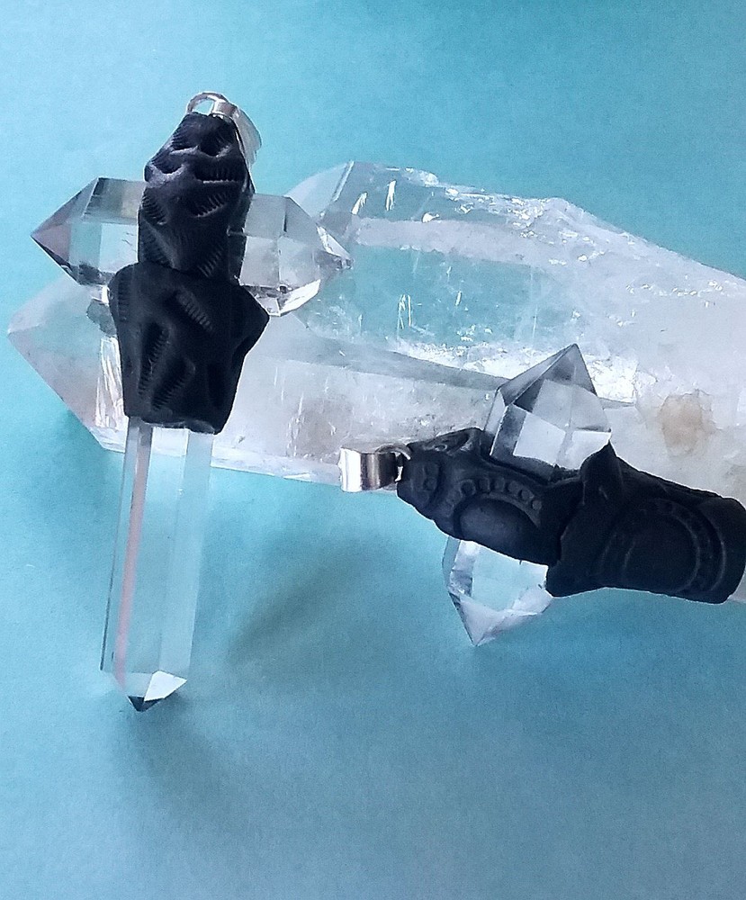 HERKIMER DIAMOND DOWSING PENDULUM With LAVA ROCK, HERKIMER PENDULUM