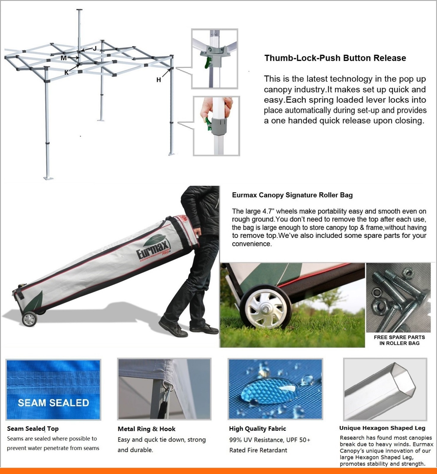 Ez Pop Up Full Aluminum Outdoor Canopy Gazebo Tent, New