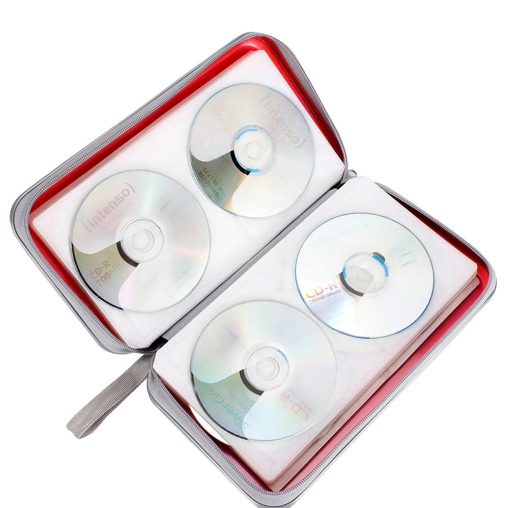 Siveit CD Case Holder, 80 Capacity CD/DVD Holders 80 Capacity, Red