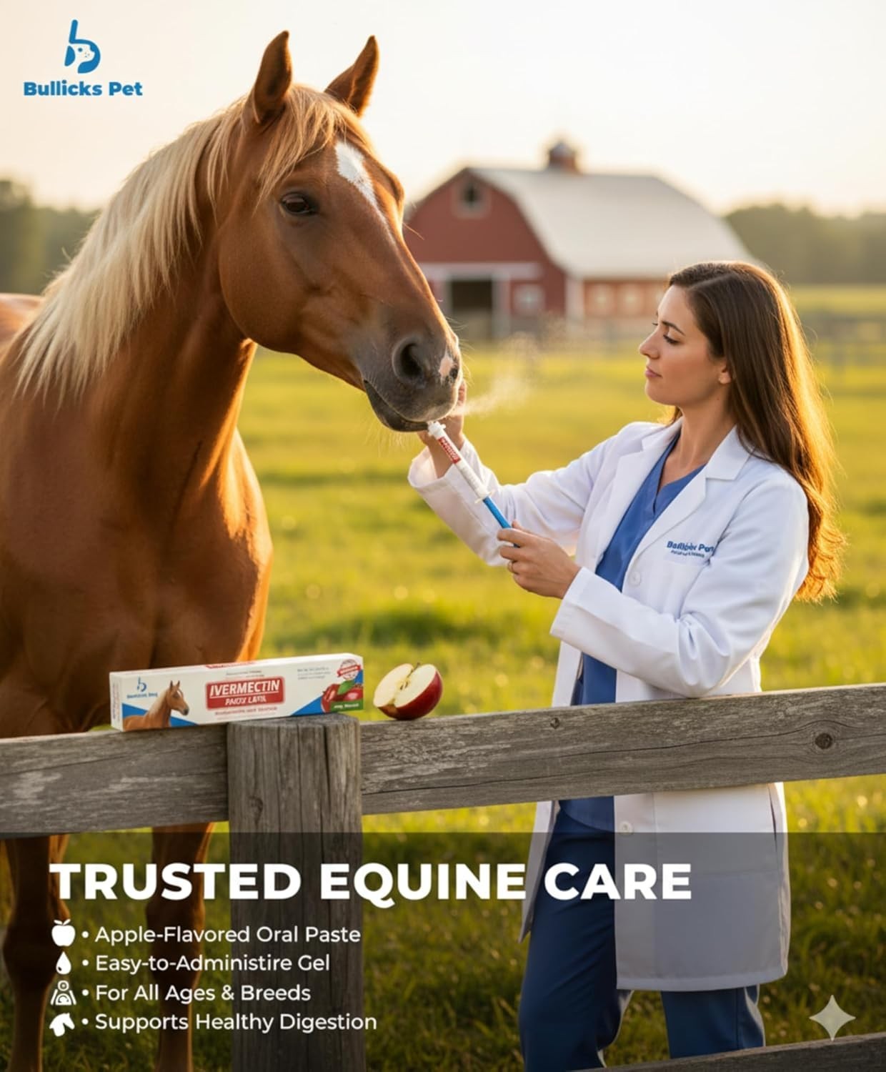 4 Pack New Paste Horse Dewormer Apple Flavor Exp 1/28 Free Shipping USA Bullicks