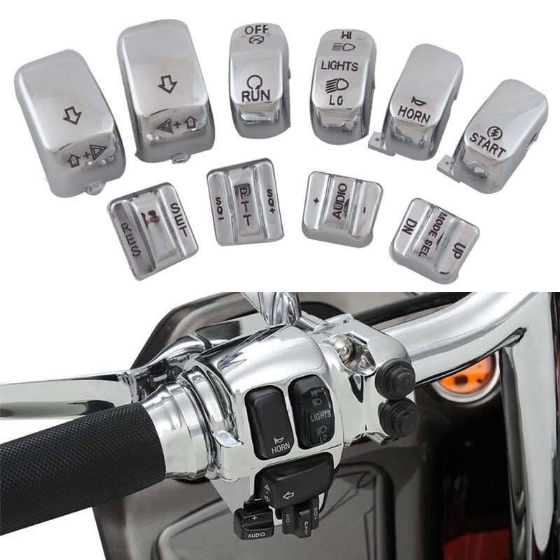 Chrome Hand Control Switch Button Caps For Harley Electra Glide FLHTCU 1996-2013