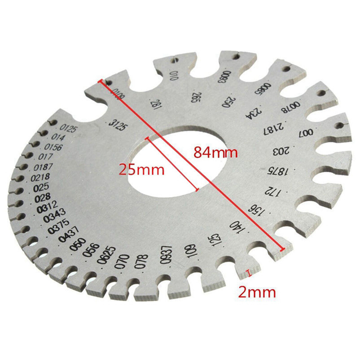 2PCS Sheet Metal Gauge Thickness Gage Wire Gauge Round Measuring Tool Stainless