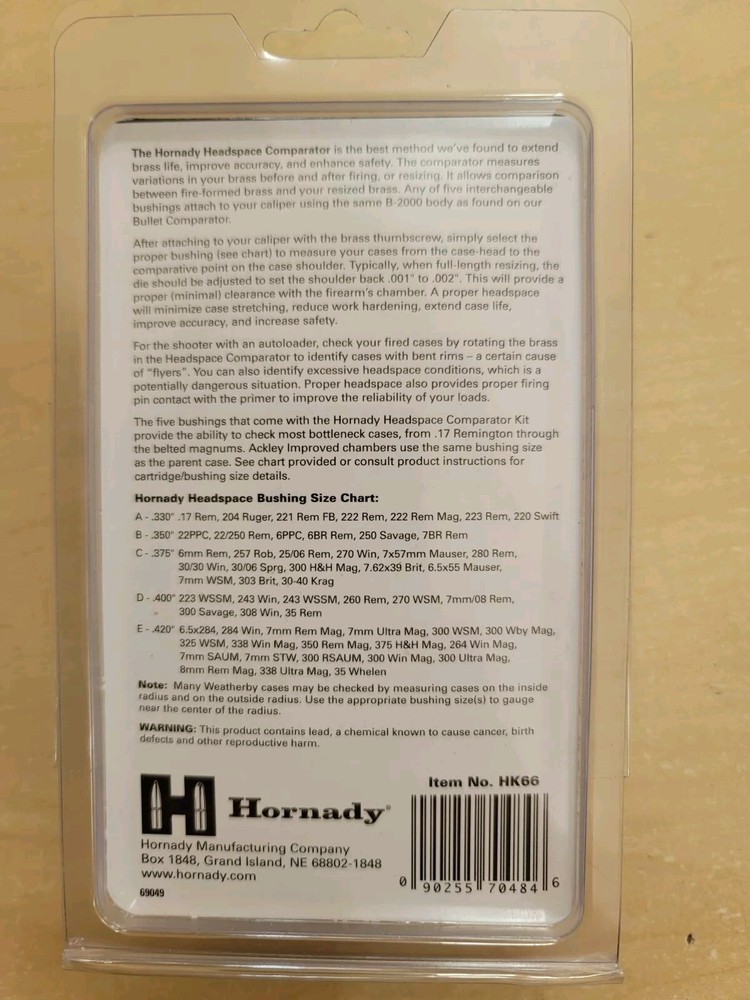 Hornady Lock N Load Headspace Kit, 5pc MPN HK66