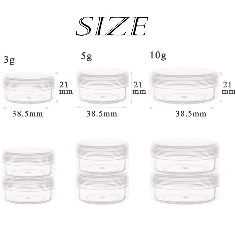 10 Gram Sample Containers 40 Count Cosmetic Lids Refillable Jars Clear