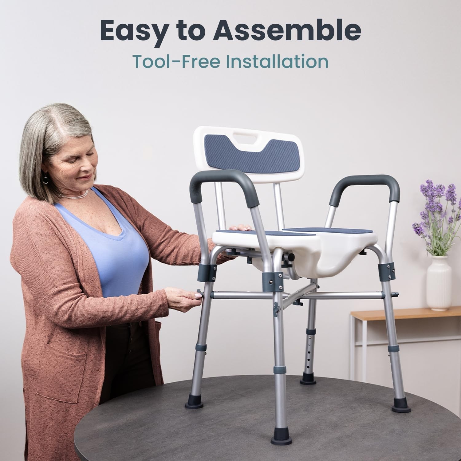 Shower Chair U-Shape Seat Heavy Duty Bath Chair with Back