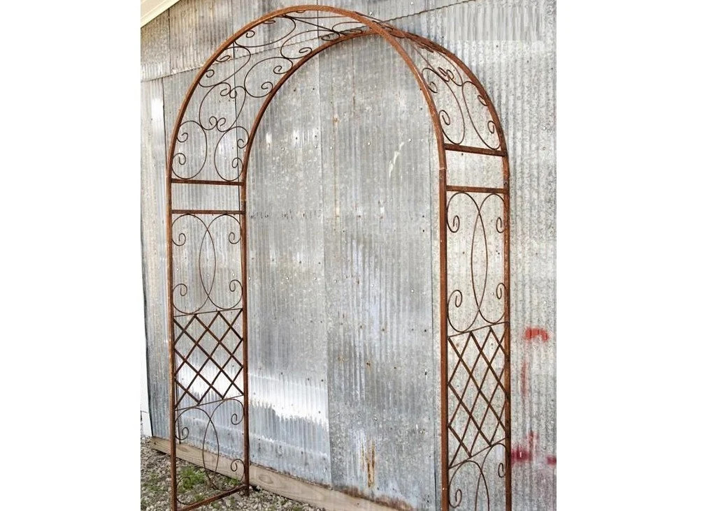 Scroll Arbor Arch - Flower & Vine Support 57"w x 90"t Wrought Iron
