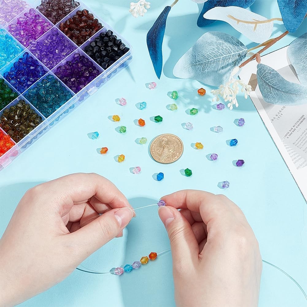 2160PCS Crystal Bicone Beads 24 Colors Faceted Beads for Jewelry Making