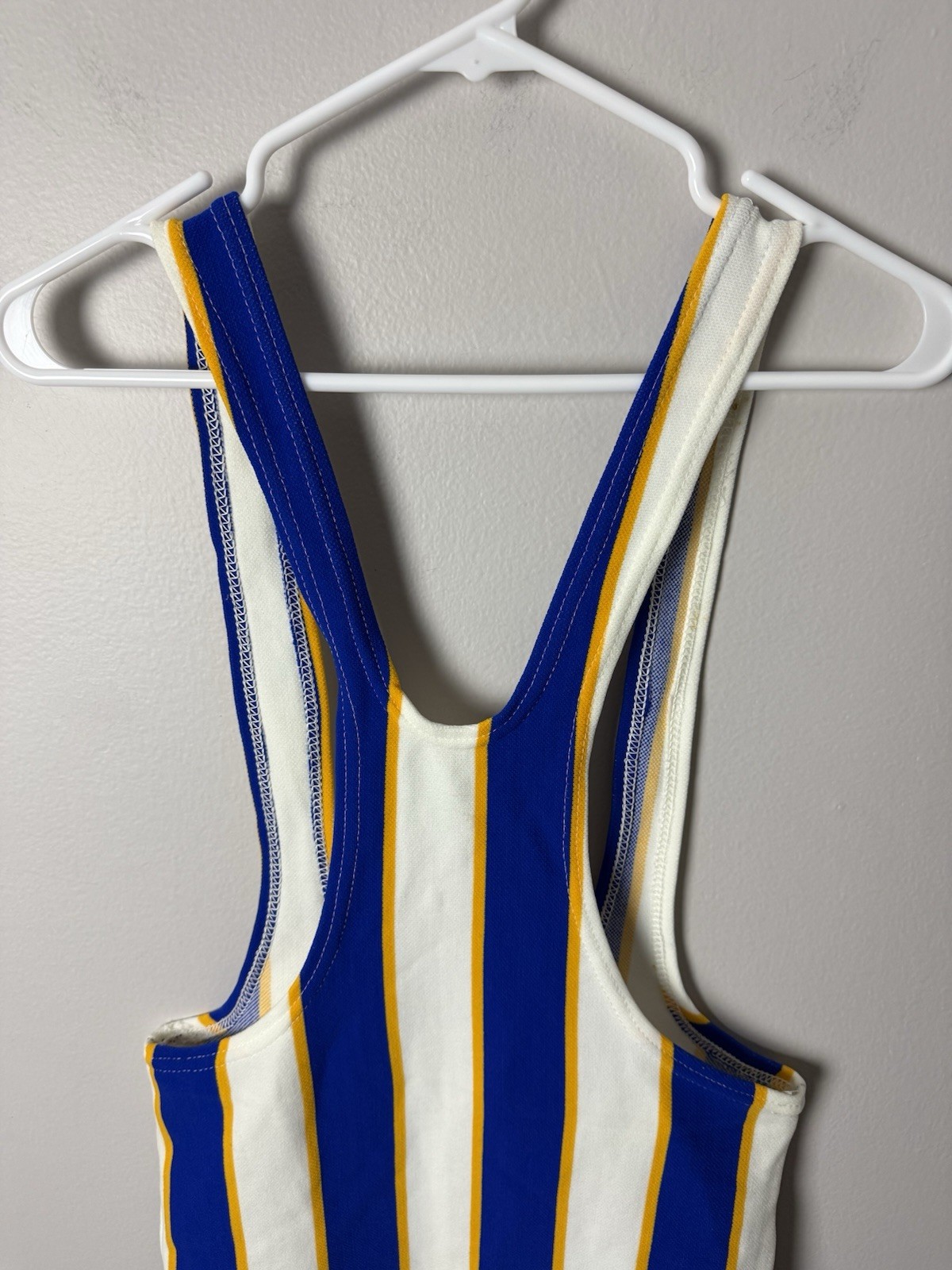 Vintage Sears Roebuck Size 28-38 Blue/White Stripe Wrestling Singlet EUC