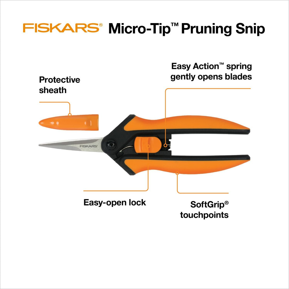 Micro-Tip Pruning Snips - 6" Garden Shears with Sheath and Comfort Grip - Sharp