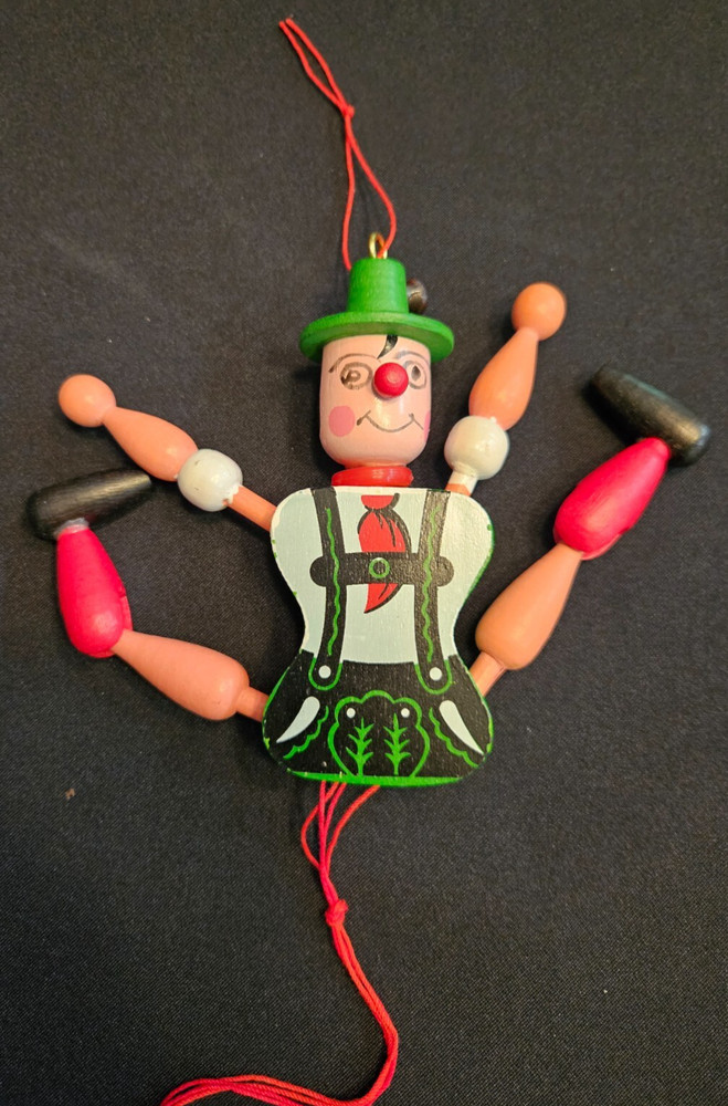 Vintage German Tyrolean Boy Pull String Toy - 8"