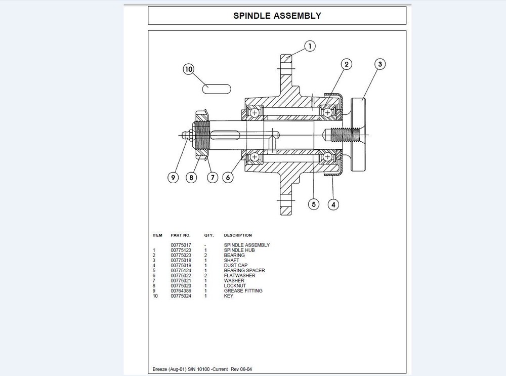 Finish mower Spindle, Worksaver code 650897 (01-252)