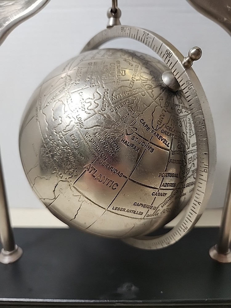 Desktop World Globe Silver/Black 6.5" on Stand