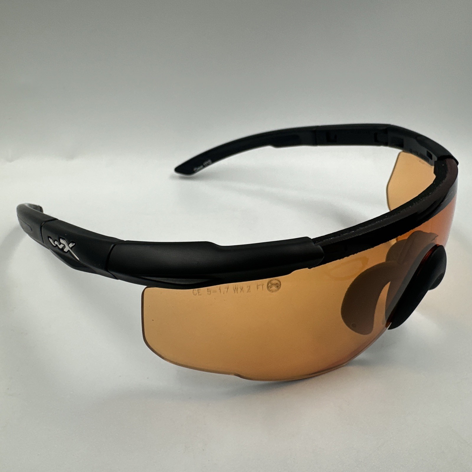 Wiley X Z87 Saber Shooting Safety Glasses Black Frame Orange Lenses w Bag, Strap