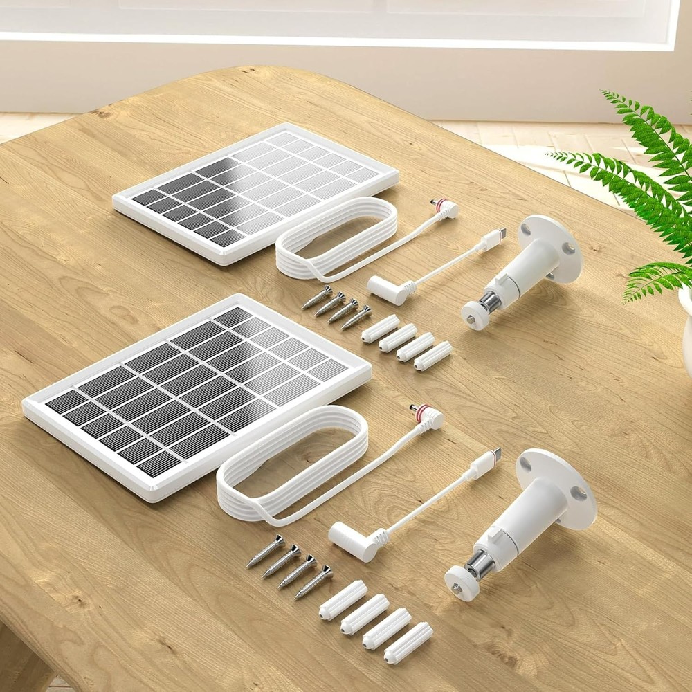 2 Pack Solar Panel Charger for Ring Camera, Panel size : 7.2 * 5 inch