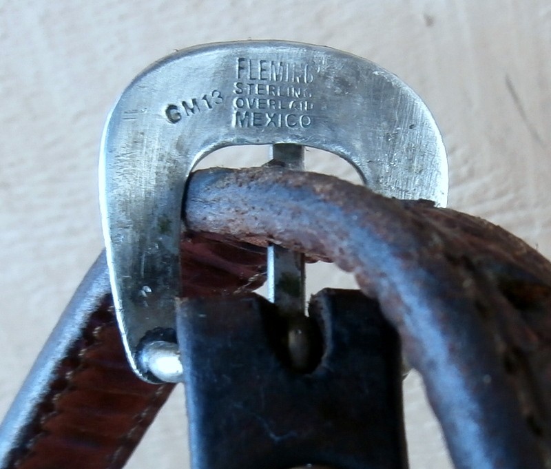Vintage Basket Stamp Brow Knot Headstall Sterling Silver Overlay Fleming Buckles