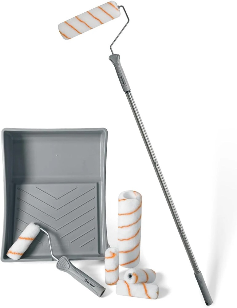 Paint Roller Kit with Extension Pole - 9 Inch Paint Roller with Tray,