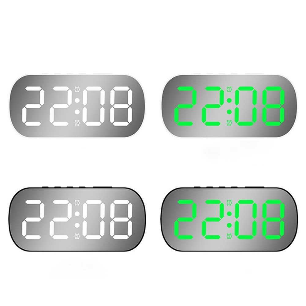 Digital Alarm Clock LED Alarm Clock Adjustable Mirror White/Black Shell