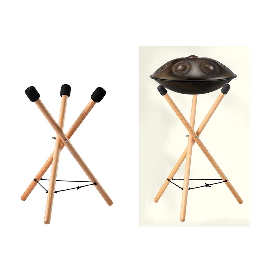 Handpan Drum Stand Solid Wood Adjustable Triangular Extendable Snare Holder B...