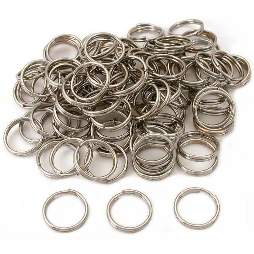100 Split Ring Fishing Lure Keychain Silver Plated 20mm