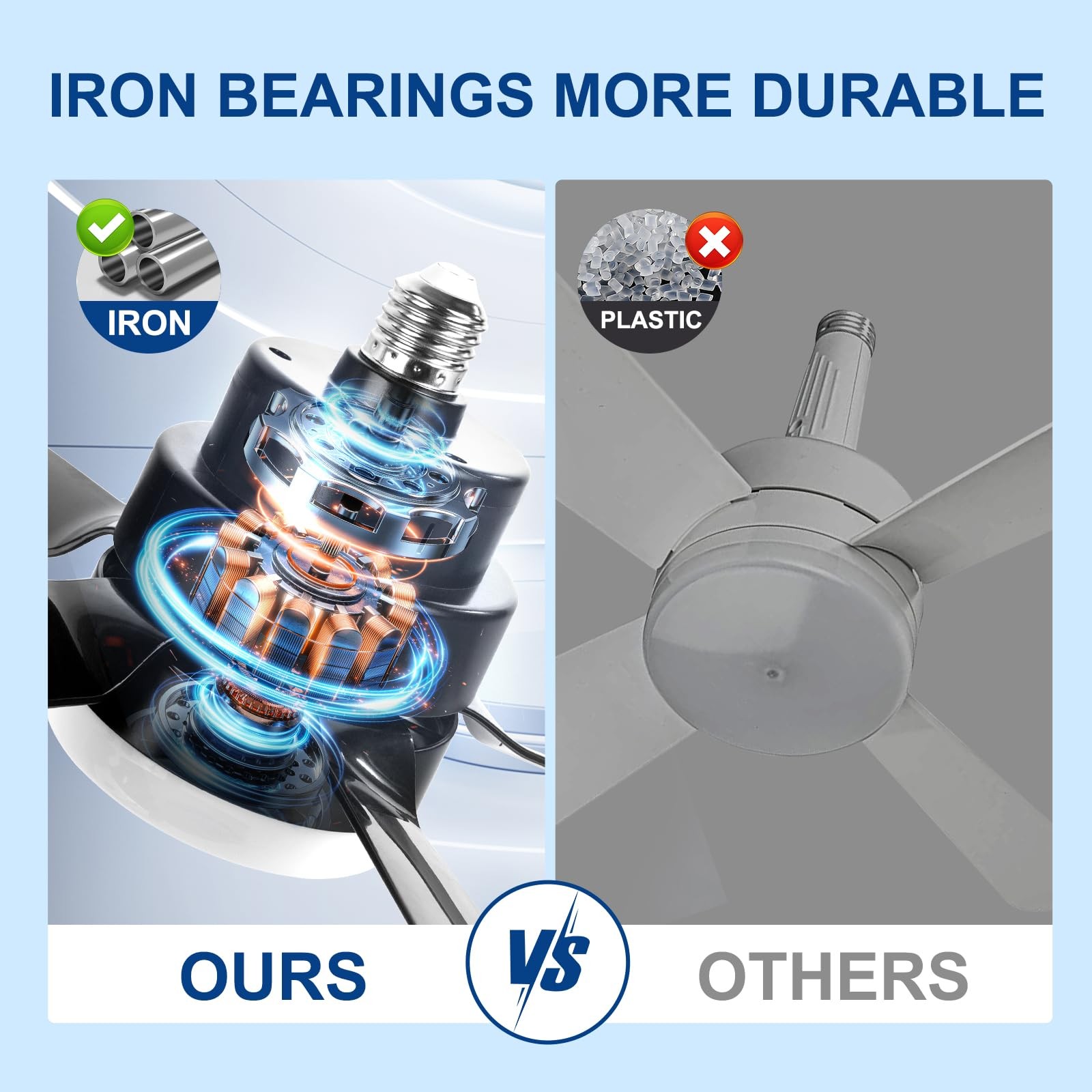 Socket Ceiling Fans with Lights and Remote- Socket Fan light with Dimmable Led