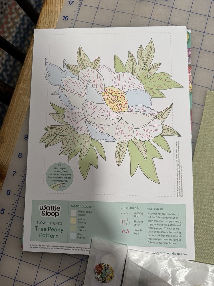 WATTLE AND LOOP "TREE PEONY" SLOW STITCH KIT
