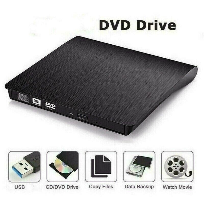 Slim External CD DVD RW Drive USB 3.0 Burner Writer Hard Disk Reader Player PC