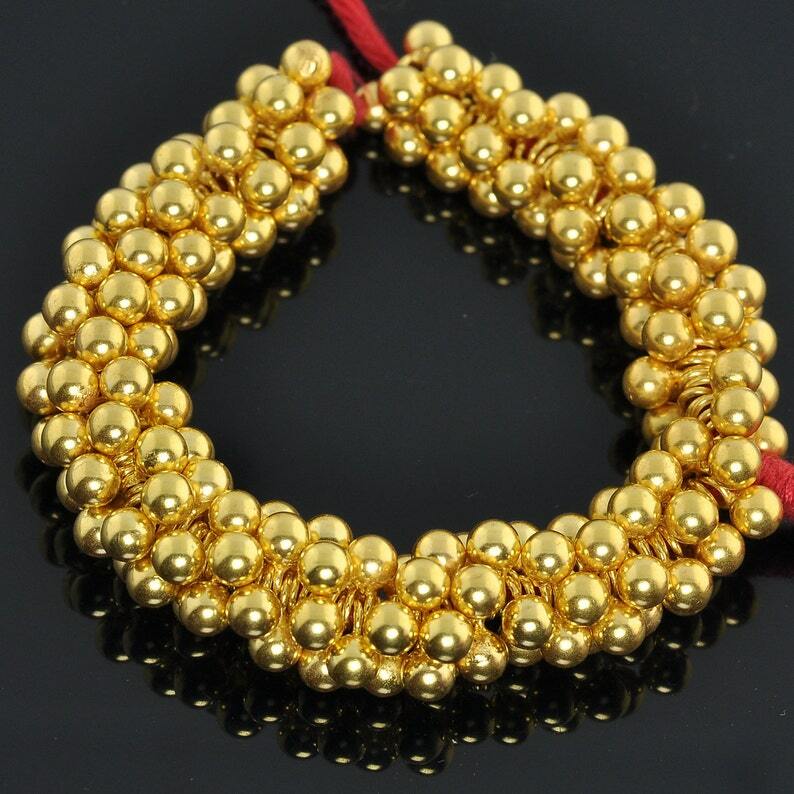 3.3mmx6.2mm 18k Solid Yellow Gold Ball Charm Finding PAIR (2)