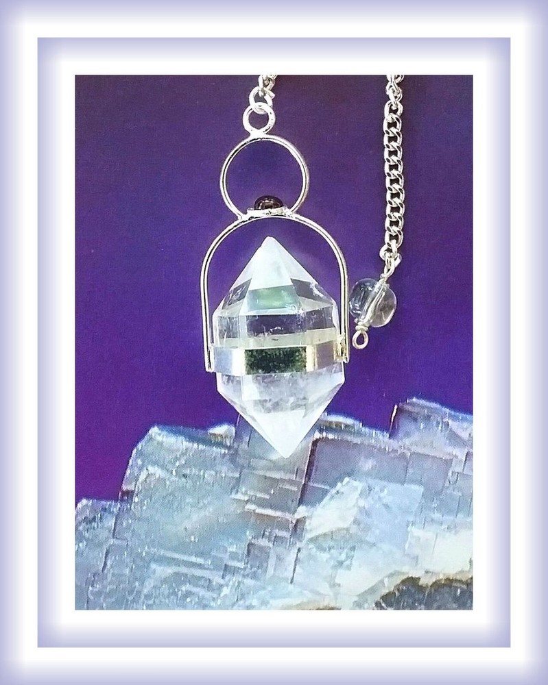 HERKIMER Diamond Dowsing Pendulum, TIBETAN HERKIMER DIAMOND AND SILVER PENDULUM
