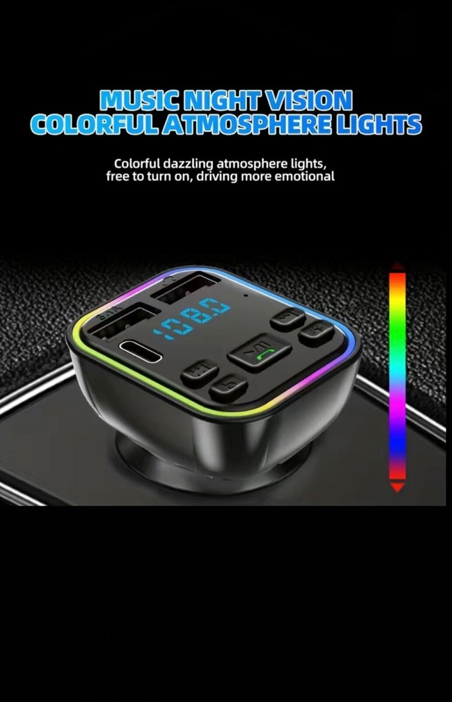 Wireless Car Mp3 Player Wireless FM Transmitter Type C USB C Fast Charging