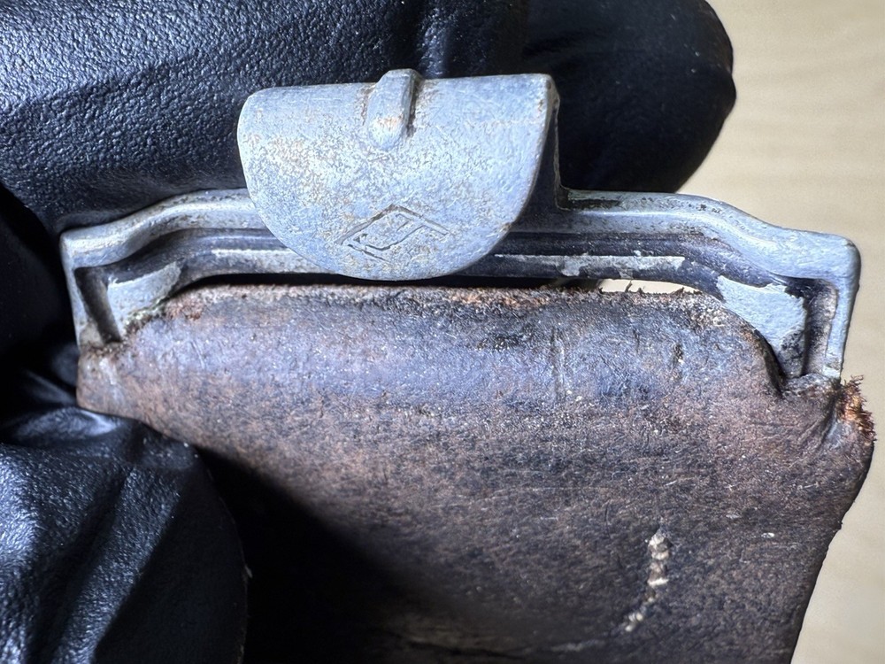 Original WW2 German Leather Strap Section with Aluminum Fitting – Dated 1938