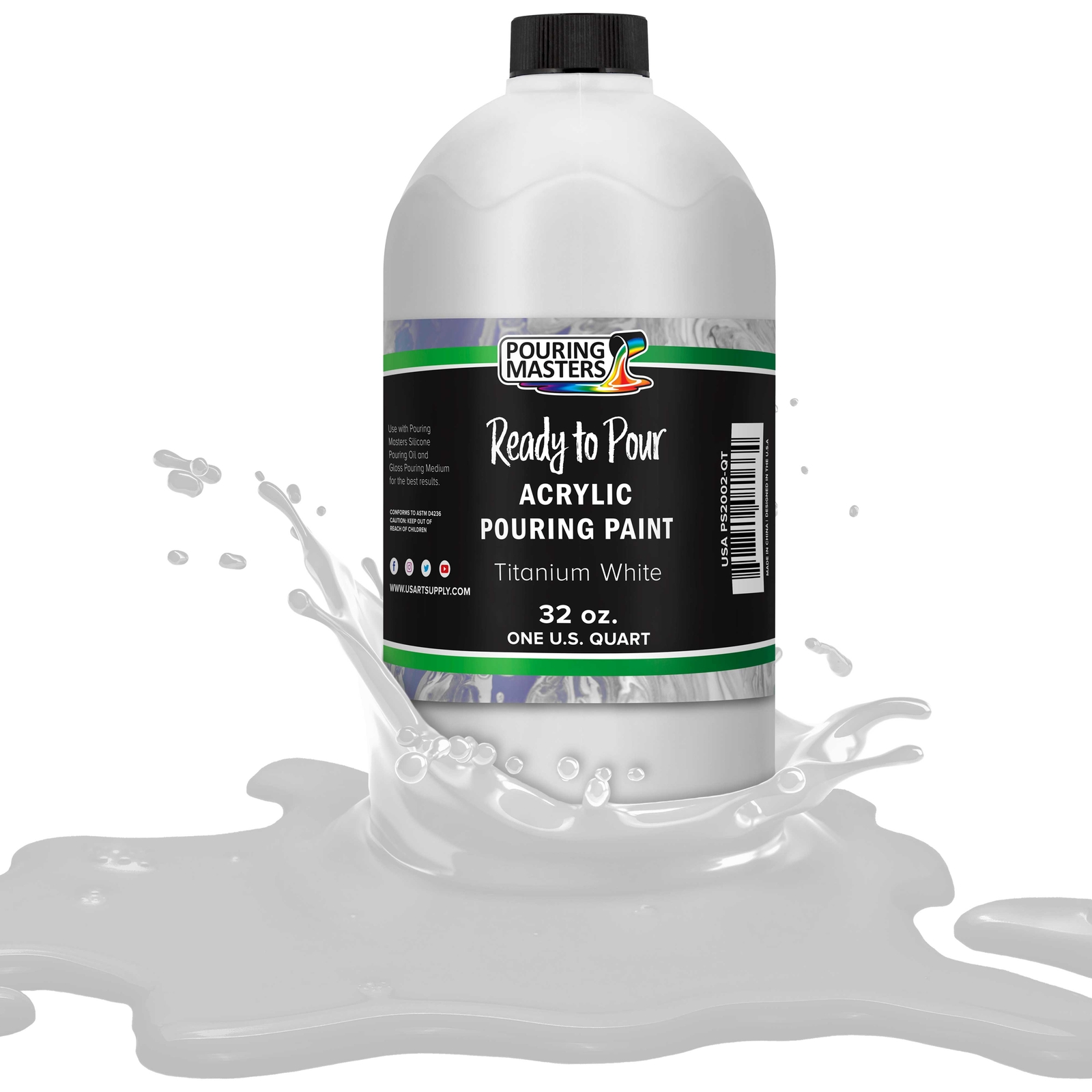 Pouring Masters Titanium White 32-Ounce (Quart) Acrylic Pouring Paint