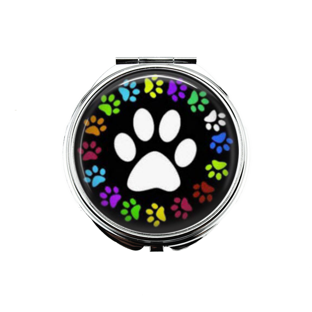 1 Paw Prints Portable Makeup Compact Double Magnifying Mirror!
