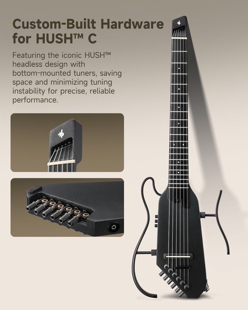 🎸 Donner HUSH C Acoustic Electric Guitar Classical Guitar Headless Nylon String