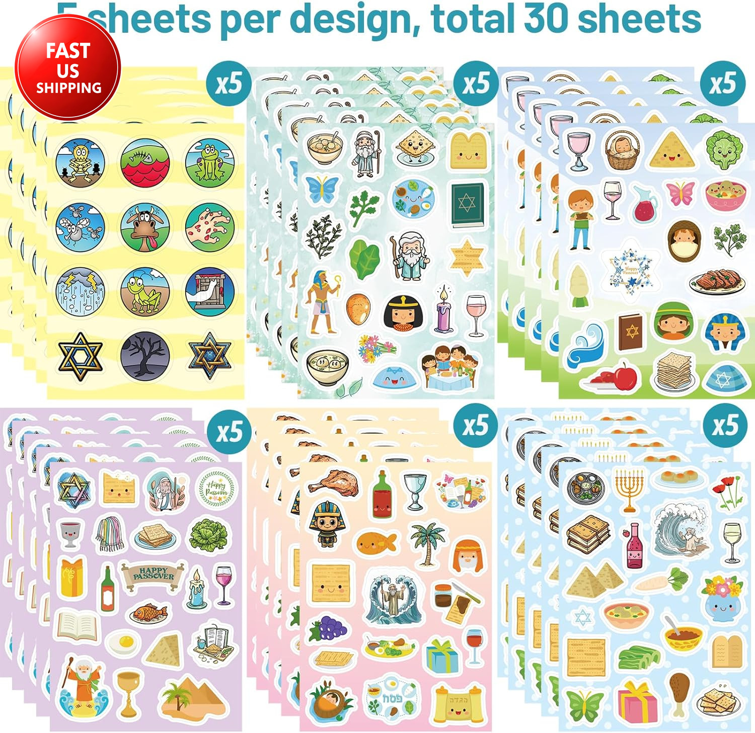 575 Pcs Passover Stickers for Kids Pesach Passover Decorations Gifts for Seder T