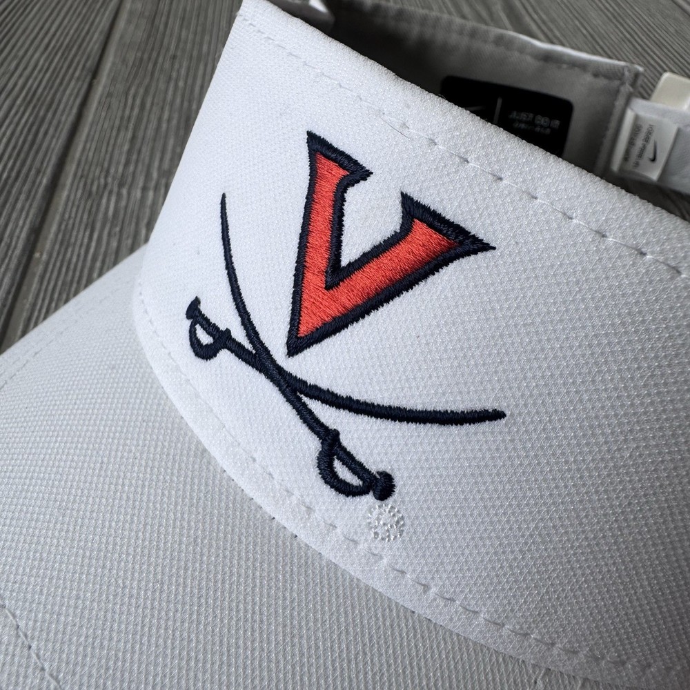 Nike White Virginia Cavaliers Logo Dri Fit Performance Adjustable Visor