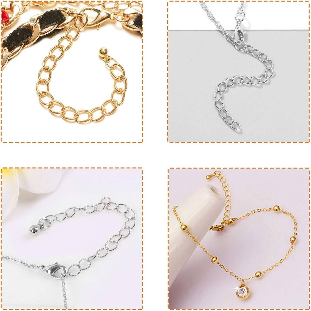 100pcs 50mm x 4mm Extender Chains Tail Chain Removable Extension for...