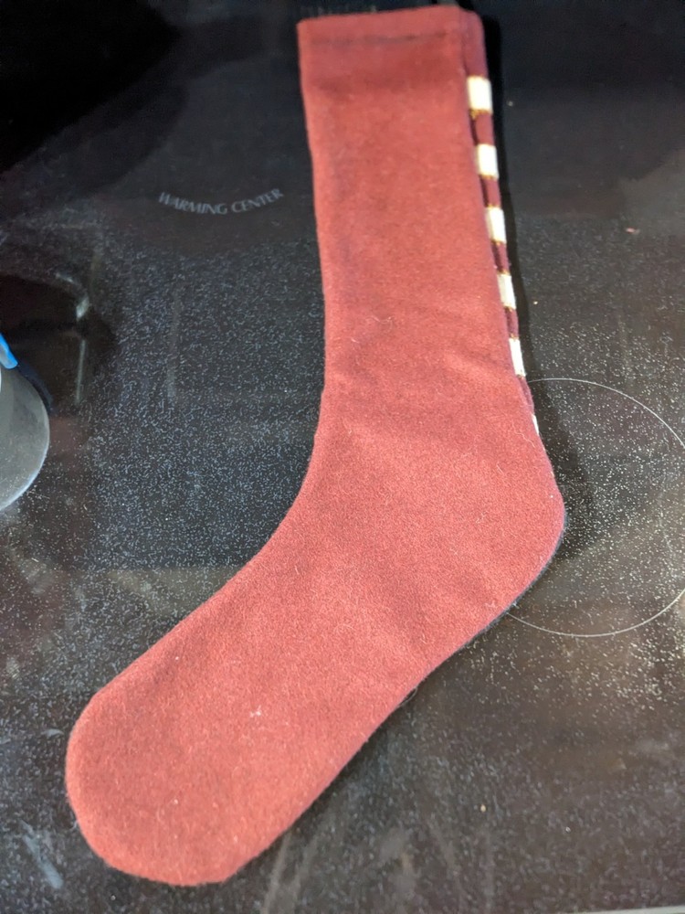Primitive Handmade Stocking Features Primitive Stitches and Embroidery Tree 18"