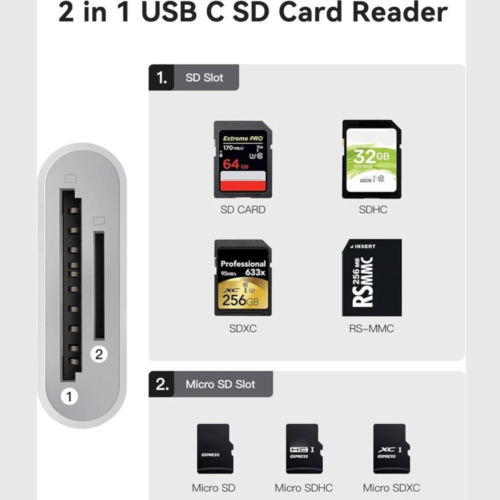 USB C SD Card Reader for Iphone 15 16/Ipad/Macbook/Mac,Type C Memory Trail Camer