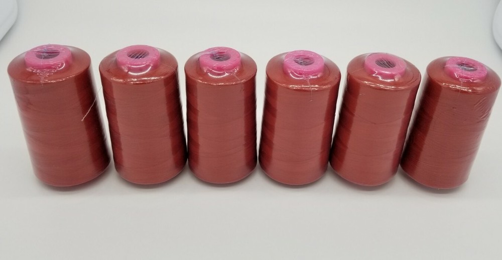6 BIG SPOOLS RUST 6000 YDS per Spool Serger Sewing Machine Thread Cones T27 S/2
