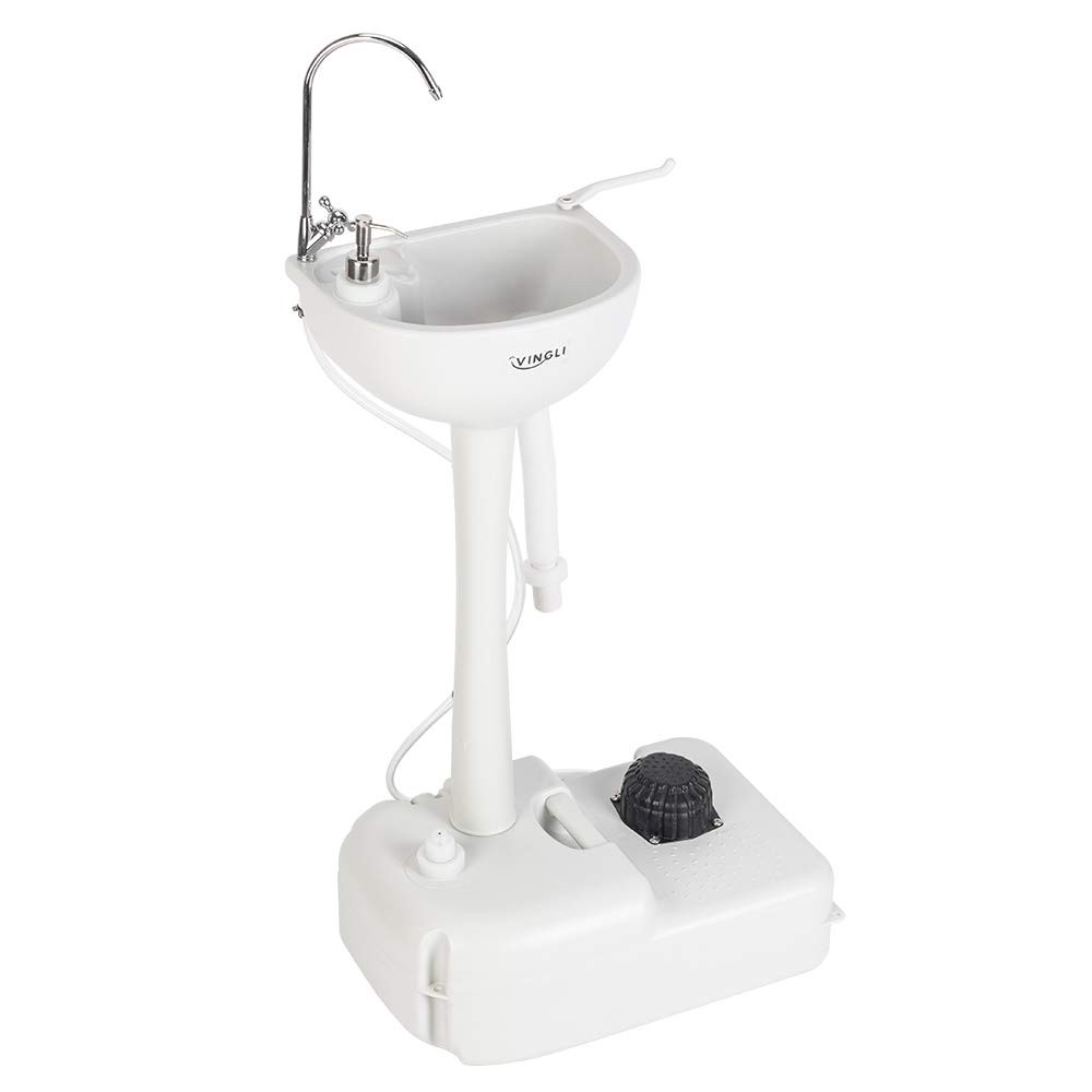Portable Sink Rolling Hand Wash Basin with Towel Holder Soap Dispenser Wheels