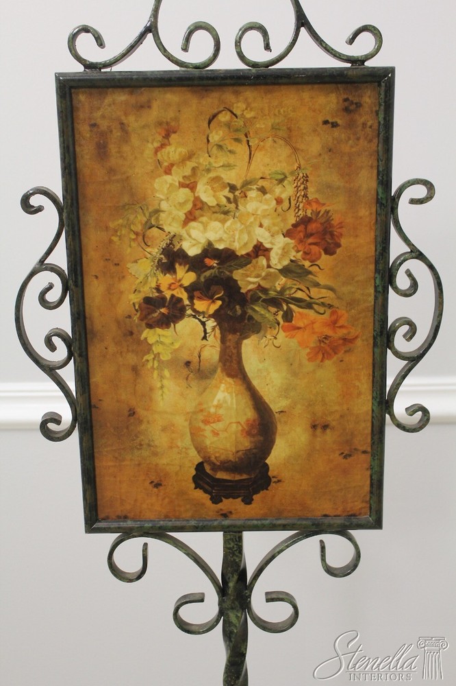 F56005EC: Paint Decorated Iron Base Fire Screen