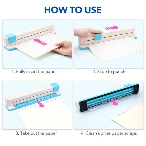 30-Hole Paper Punch & Binding Machine for A4 A5 A6 Binders, Portable 5-Sheet Cap