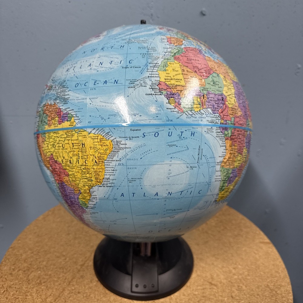 Globemaster Scanglobe Type-Y 12 Inch Diameter Globe World Map Plastic Base & Arm