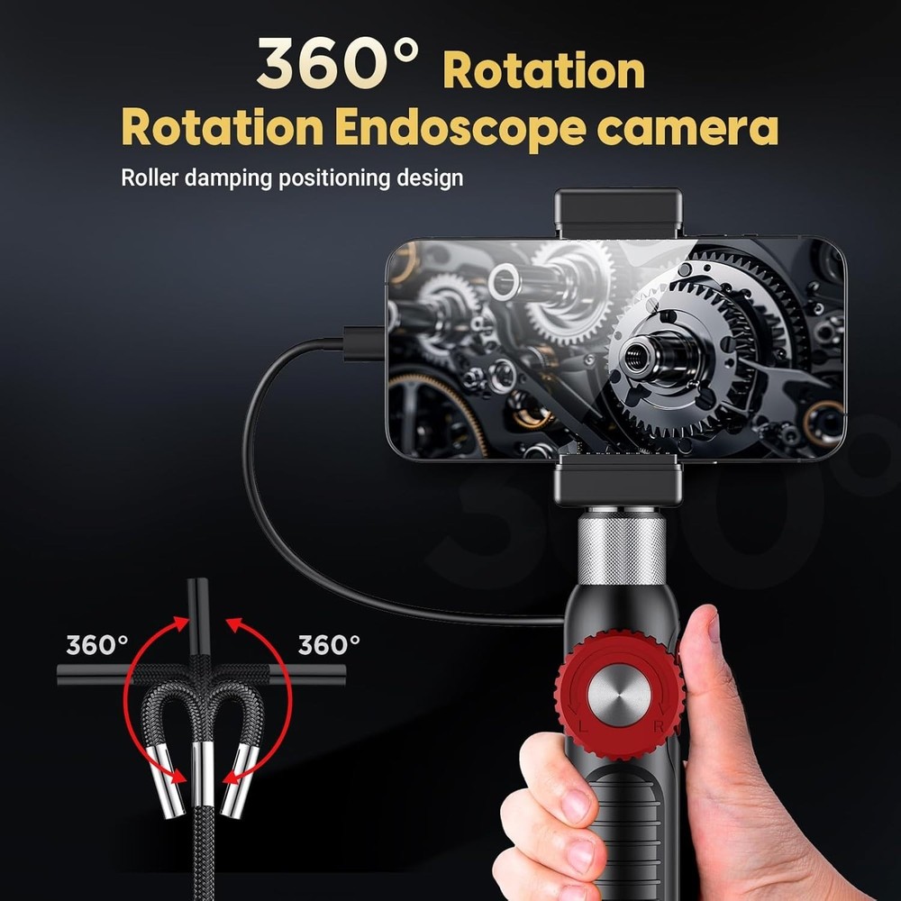 Two-Way Borescope Camera with Light [360°Rotation],1920P HD Borescope Camera