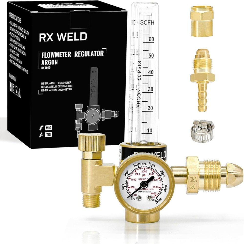Versatile Argon/CO2 Gas Regulator with Adjustable Flow Rate – High-Quality Brass