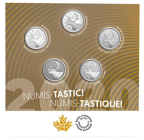 2020  CANADA  25¢  NUMIS-TASTIC   5 COIN SET