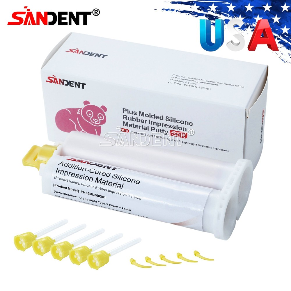 2 sets Dental Elastomeric Impression Putty Silicone Material Light Body 50ML